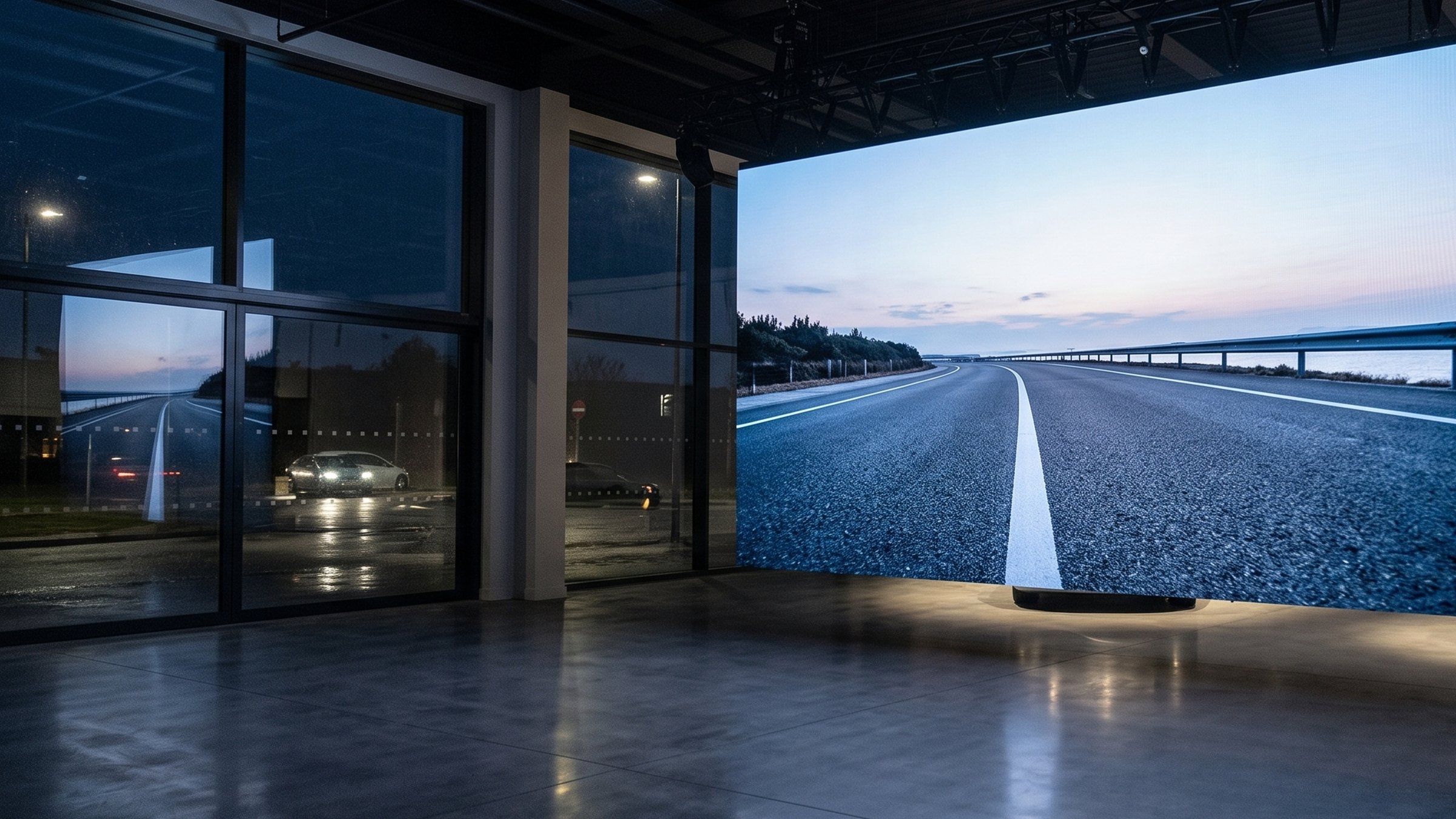 LED-wand over de volle wand van een showroom